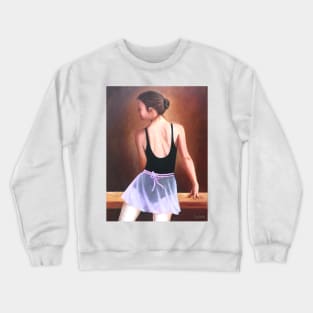 Dancer woman girl at exercise bar Crewneck Sweatshirt